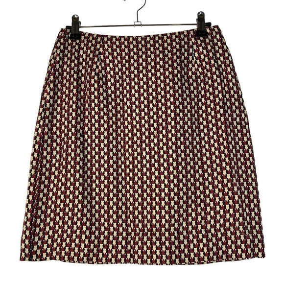 Ann Taylor Petite Red & Black Printed Silk A-Line Skirt 2P - Picture 1 of 3